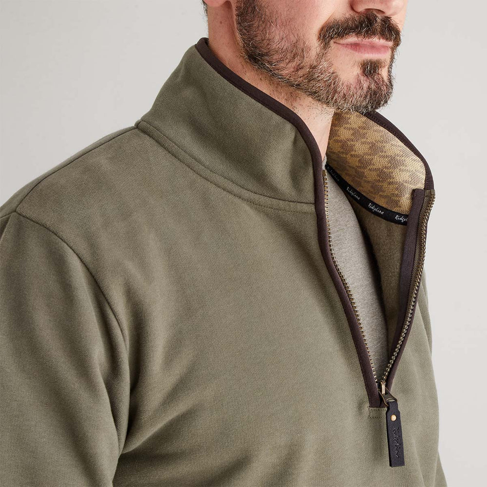 Men's Brancaster 1/4 Zip Top Smokey Olive