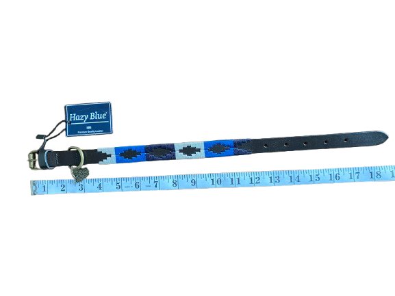 Luxury Polo Leather Dog Collar | Hazy Blue - Just £14.99! Shop now at Warwickshire Clothing.