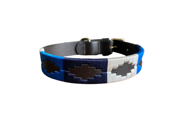 Hazy Blue Dog Collar leather with waxed thread stitching - Just £14.99! Shop now at Warwickshire Clothing.