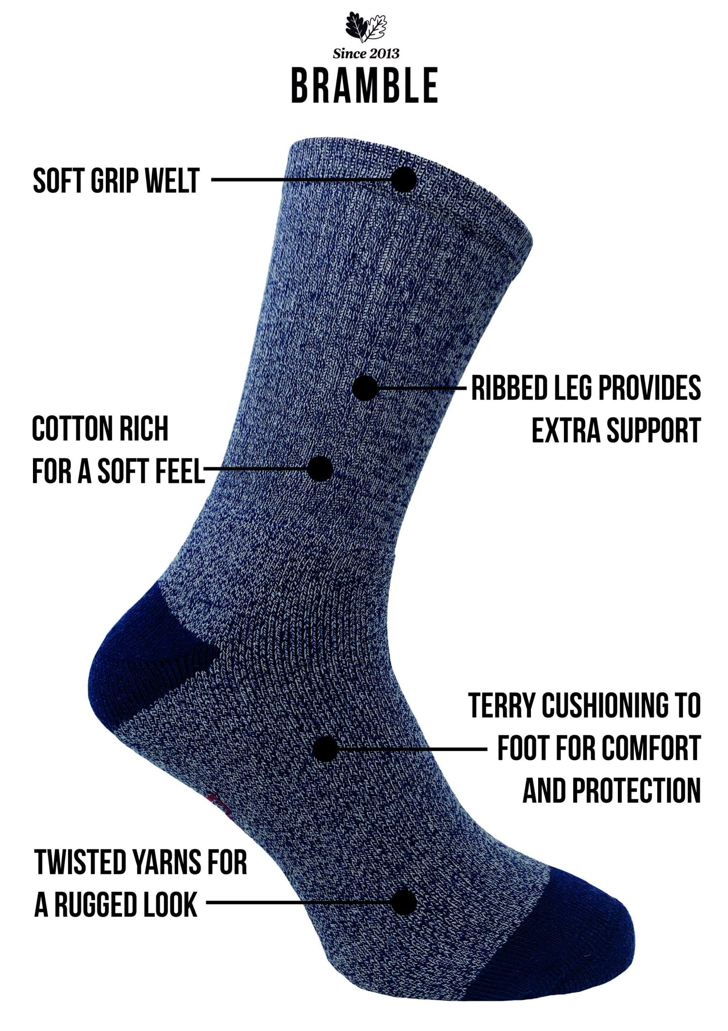 Bramble Mens Docks All Terrain Socks 3PK Mixed 6-11 Blue - Just £11.99! Shop now at Warwickshire Clothing.