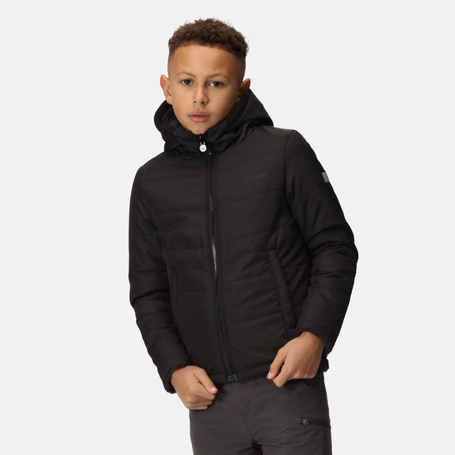 Regatta Kids' Kyrell Reversible Jacket | Black Seal Grey - Just £29.99! Shop now at Warwickshire Clothing.