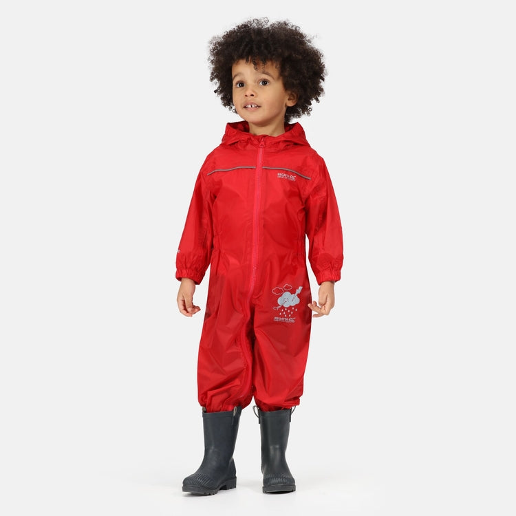 Regatta Kids Puddle IV Waterproof All In One Rain Suit Pepper 6 12 Months