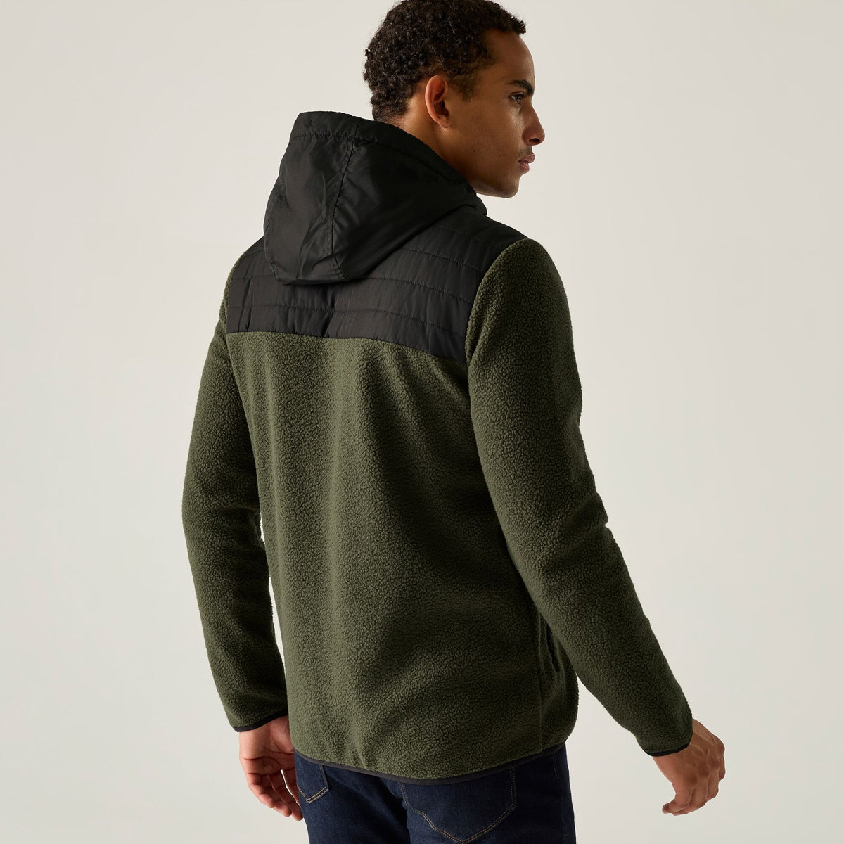 Men's Frankie Borg Hybrid Full Zip Fleece - Dark Khaki Black