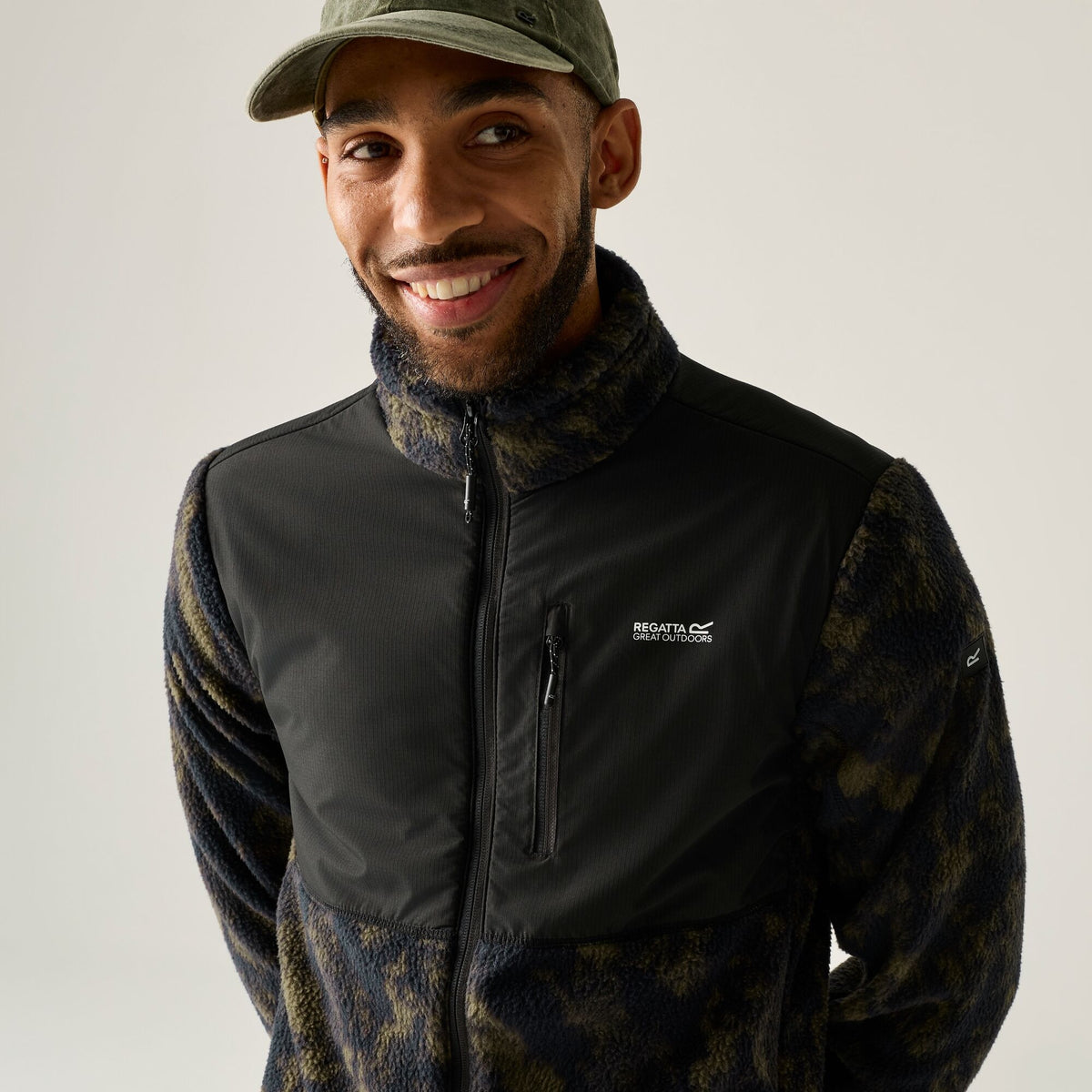 Men's Morran Water Resistant Full Zip Fleece | Textured Print Black