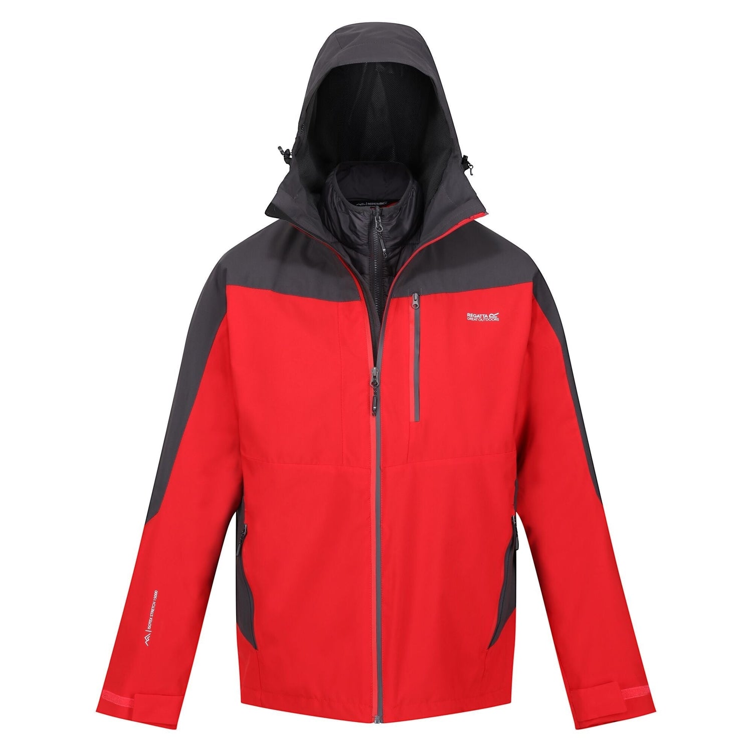 Regatta Men's Wentwood VIII 3-In-1 Waterproof Jacket Danger Red - Just £49.99! Shop now at Warwickshire Clothing.