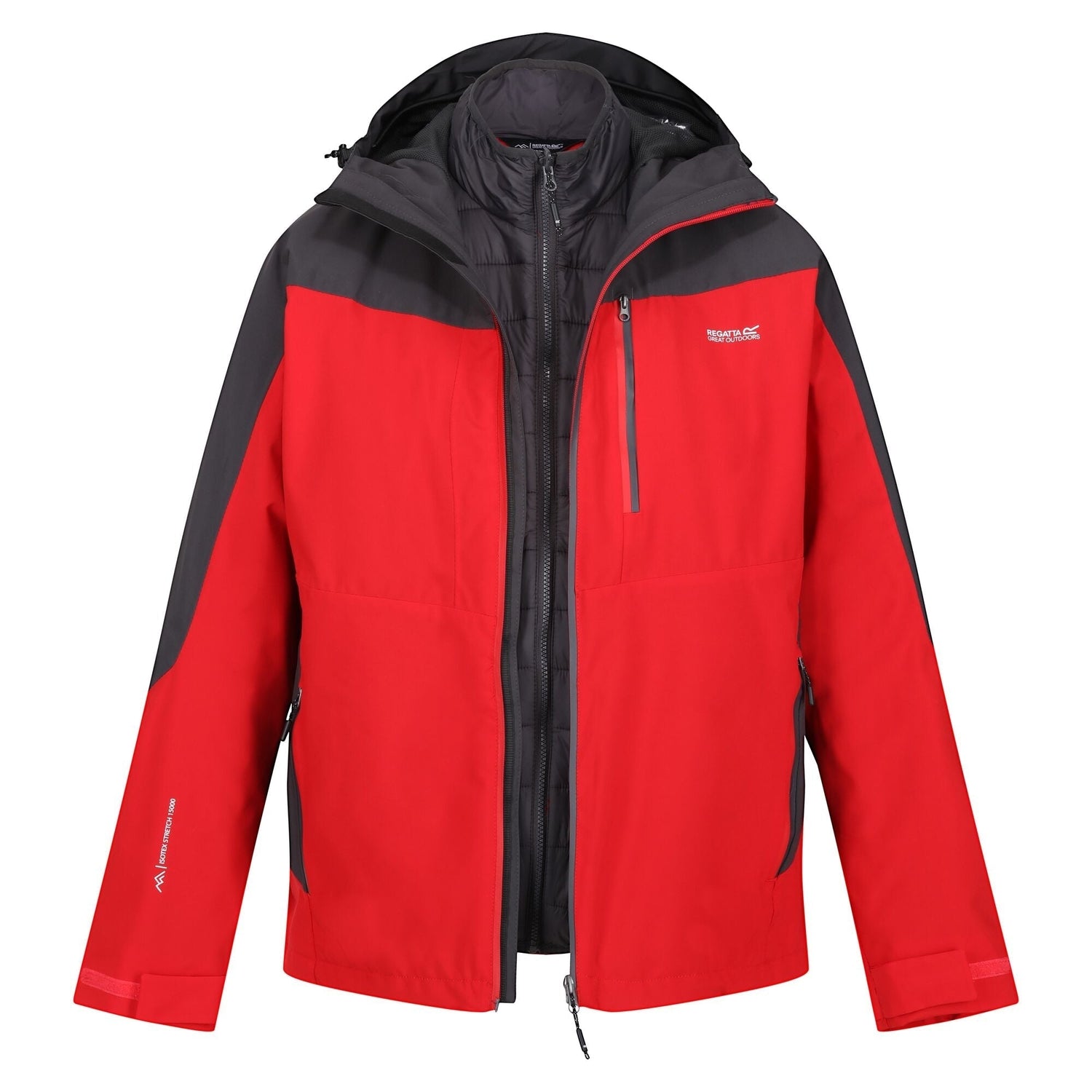 Regatta Men's Wentwood VIII 3-In-1 Waterproof Jacket Danger Red - Just £49.99! Shop now at Warwickshire Clothing.