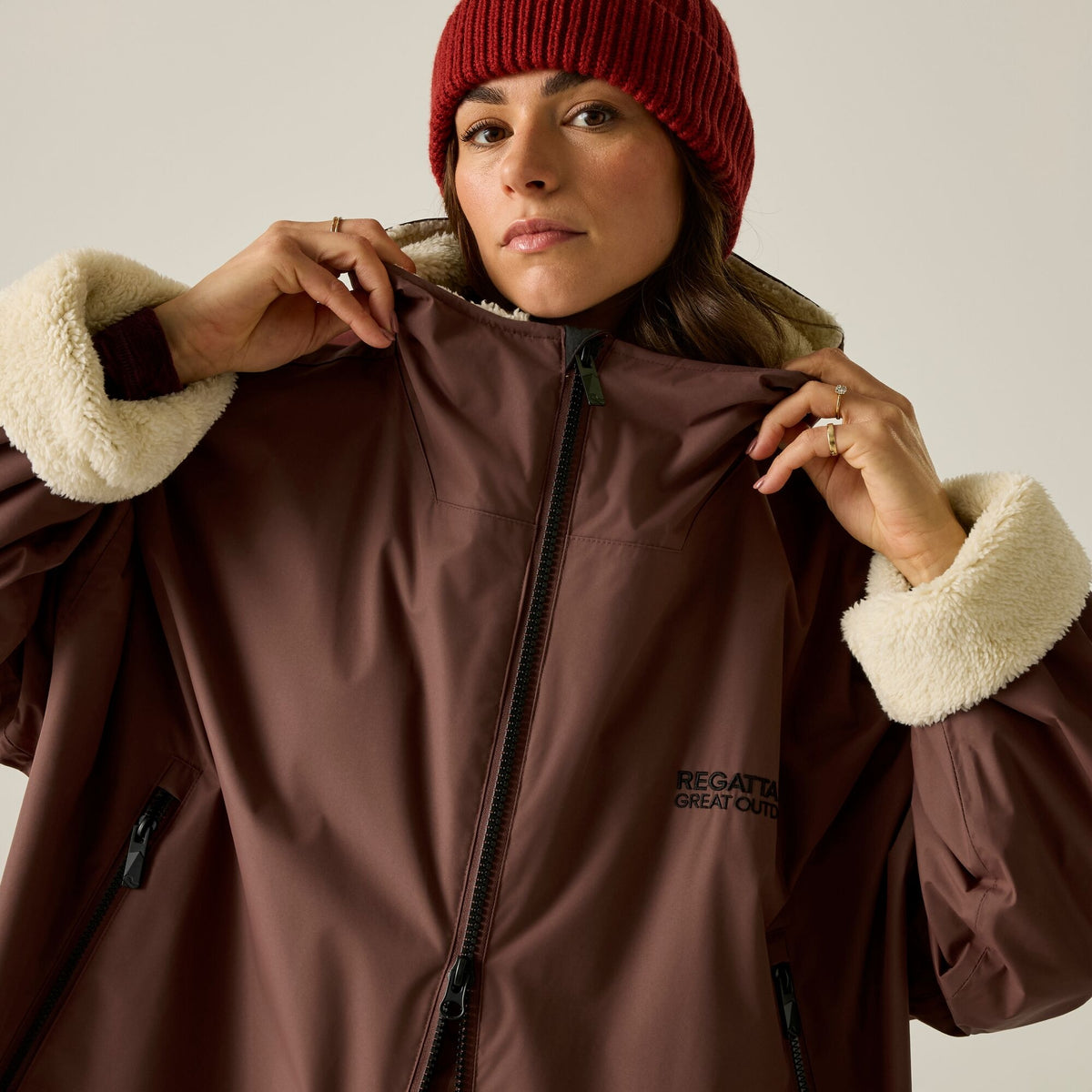 Adult's Waterproof Changing Robe - Dark Cherry