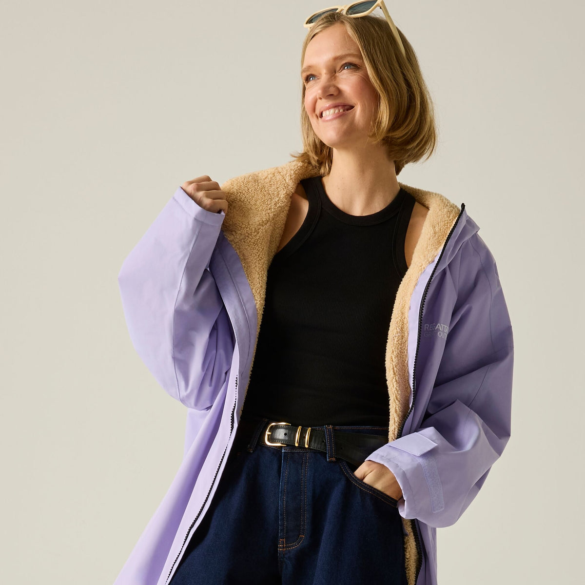 Adult's Waterproof Changing Robe - Pansy Purple