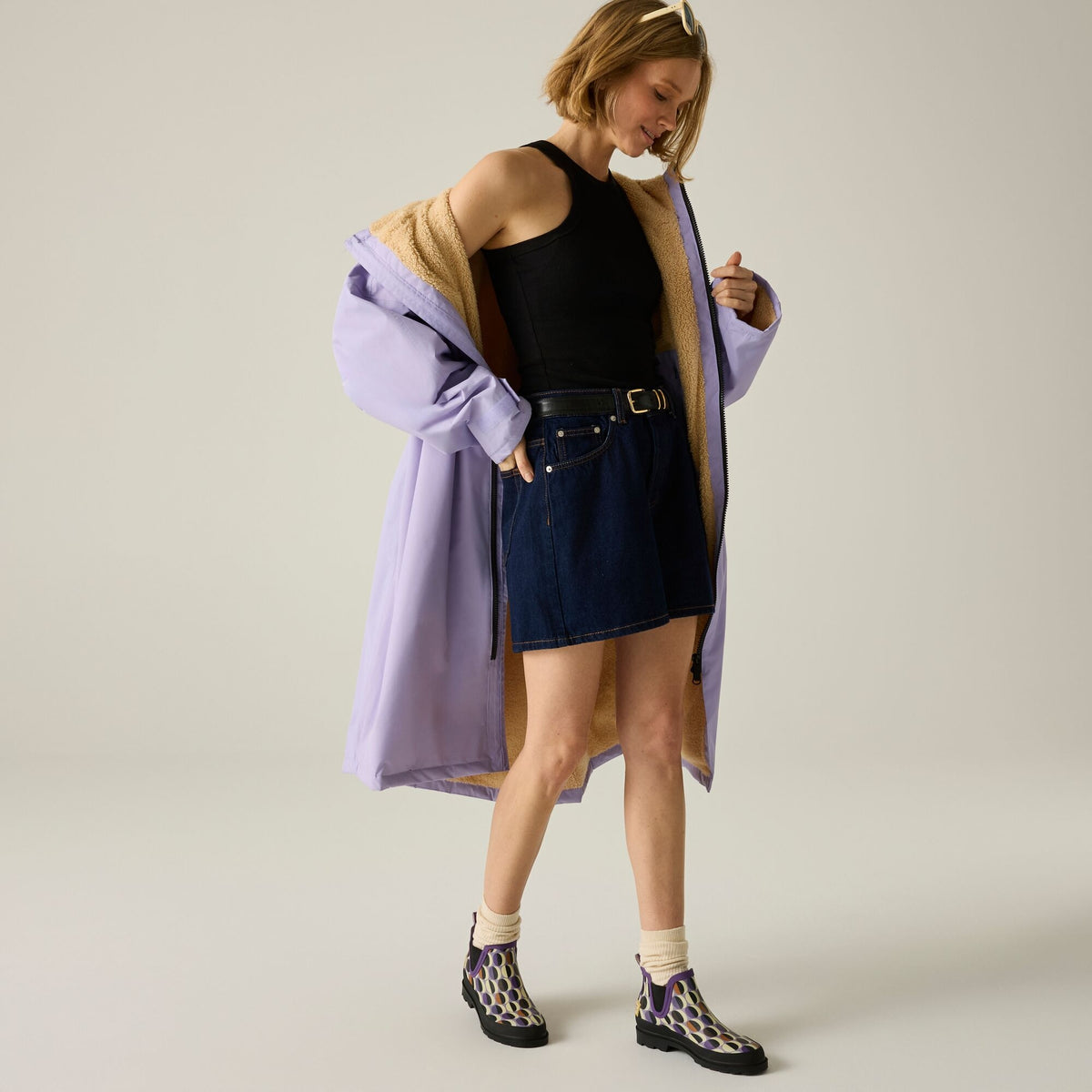 Adult's Waterproof Changing Robe - Pansy Purple