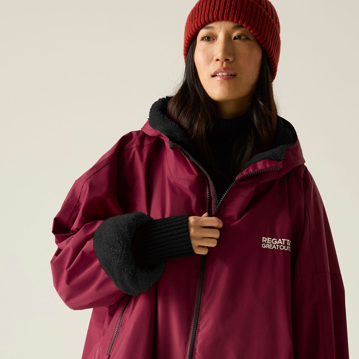 Adult's Waterproof Changing Robe - Dark Maroon