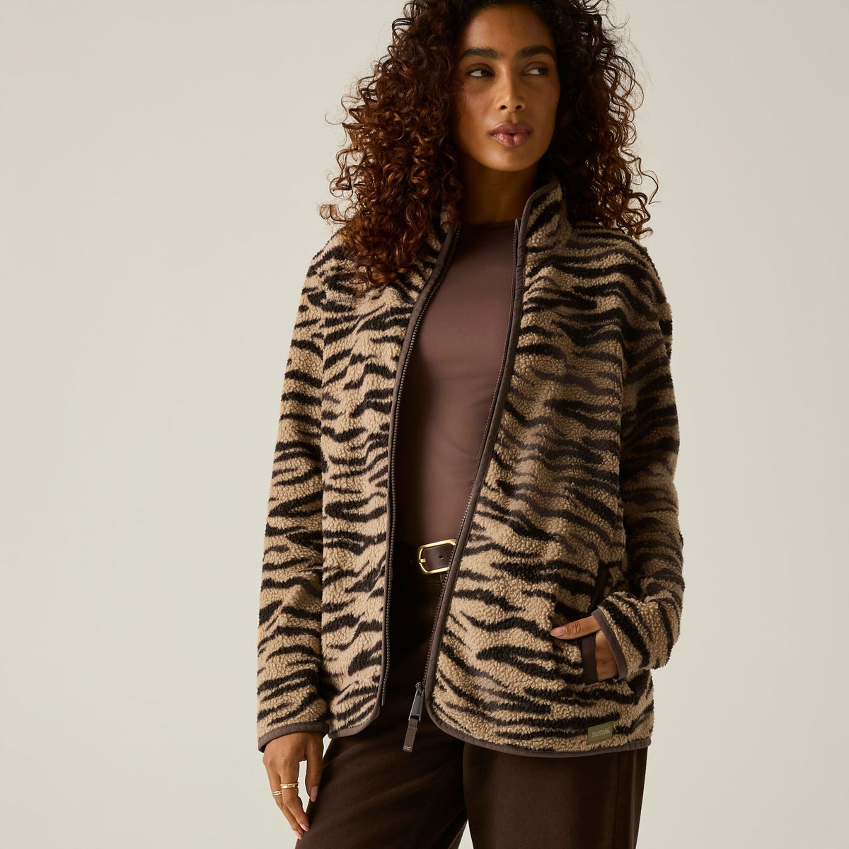 Women's Frankie Borg Full Zip Fleece Barleycorn Zebra