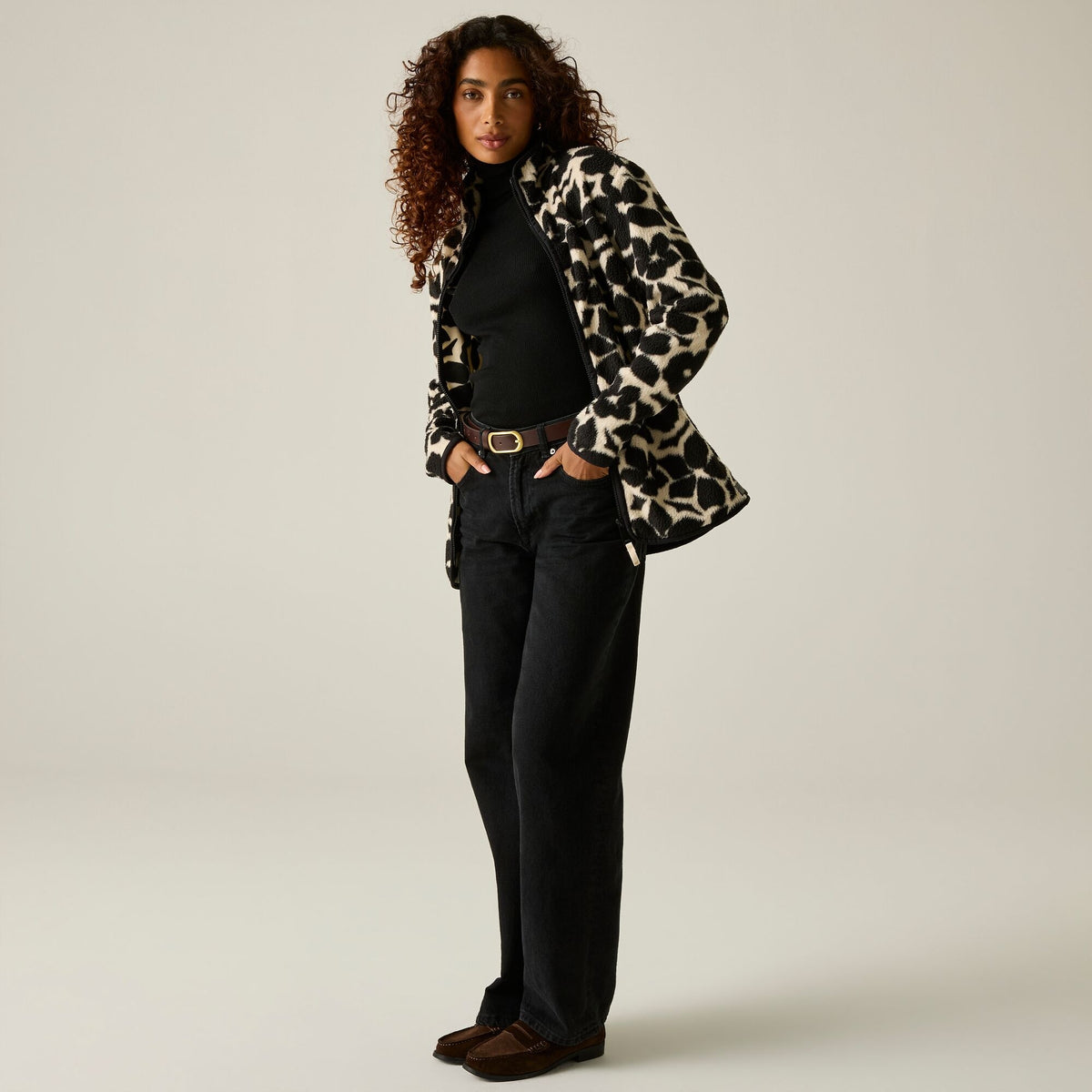 Women's Frankie Borg Full Zip Fleece Mono Shadow Floral