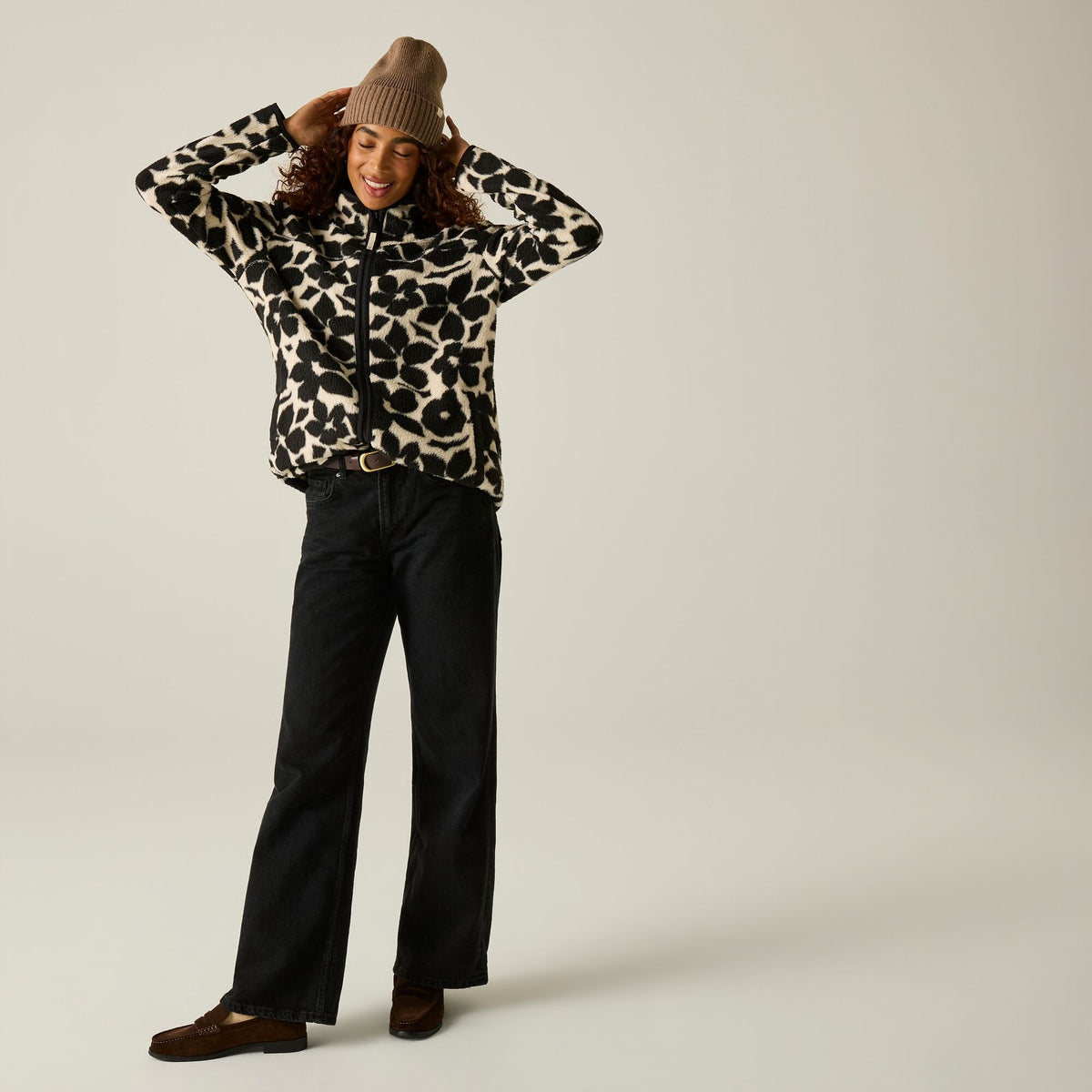 Women's Frankie Borg Full Zip Fleece Mono Shadow Floral