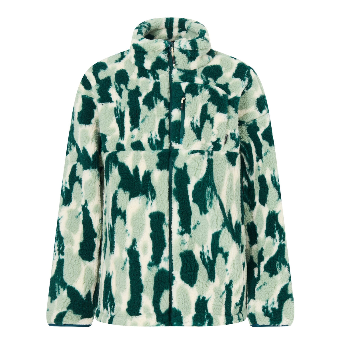 Women's Roswind Water Resistant Full Zip Fleece - Deep Pine Brushstroke Camo Print