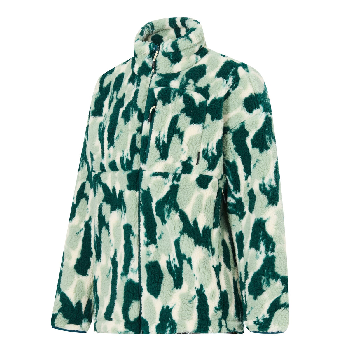 Women's Roswind Water Resistant Full Zip Fleece - Deep Pine Brushstroke Camo Print