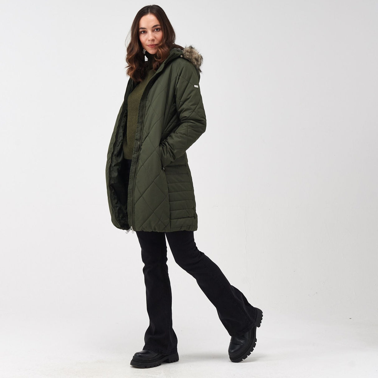 Regatta Women's Fritha II Insulated Parka Jacket Dark Khaki - Just £39.99! Shop now at Warwickshire Clothing.