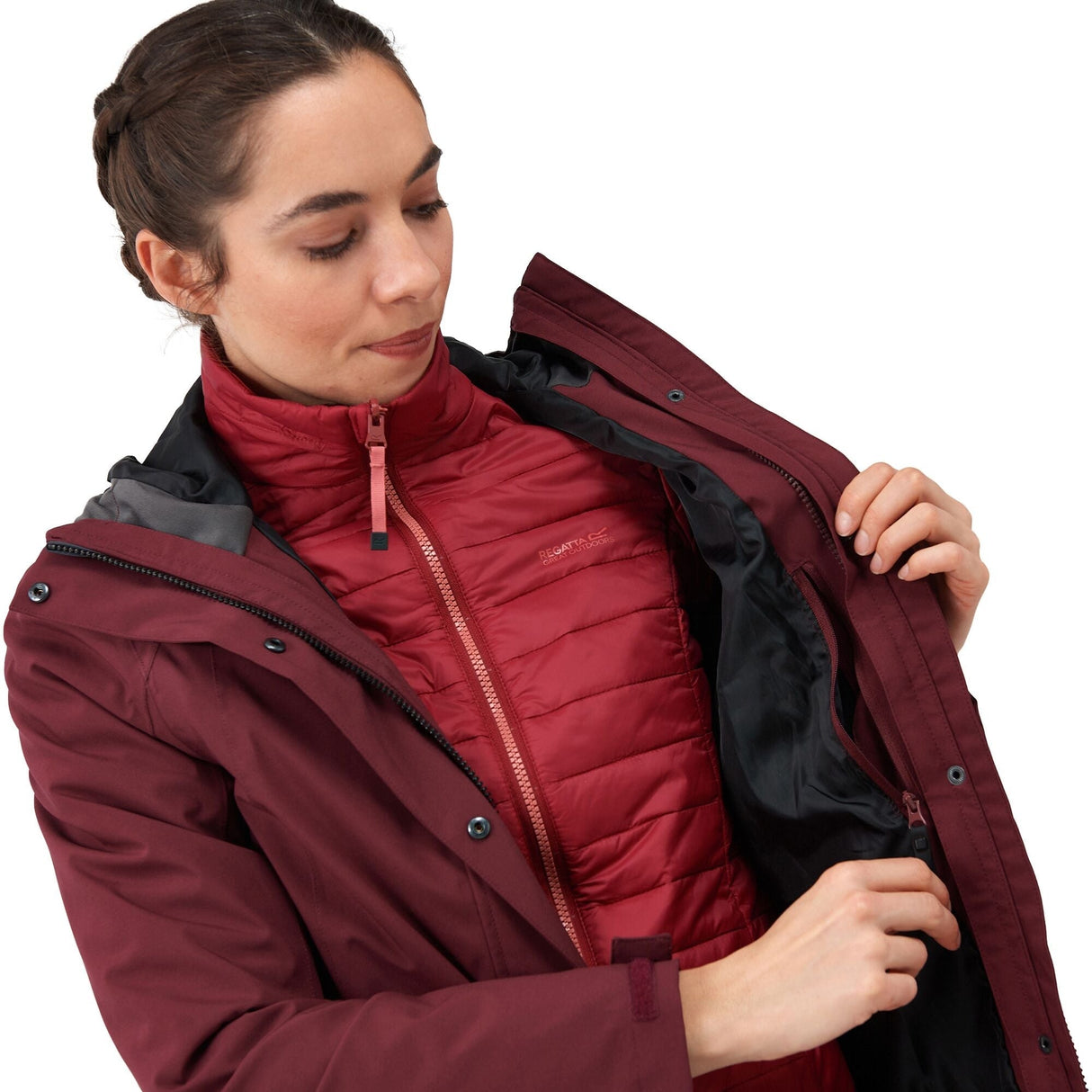 Women's Denbury IV 2 in 1 Waterproof Jacket | Burgundy Rumba Red - Just £59.99! Shop now at Warwickshire Clothing.