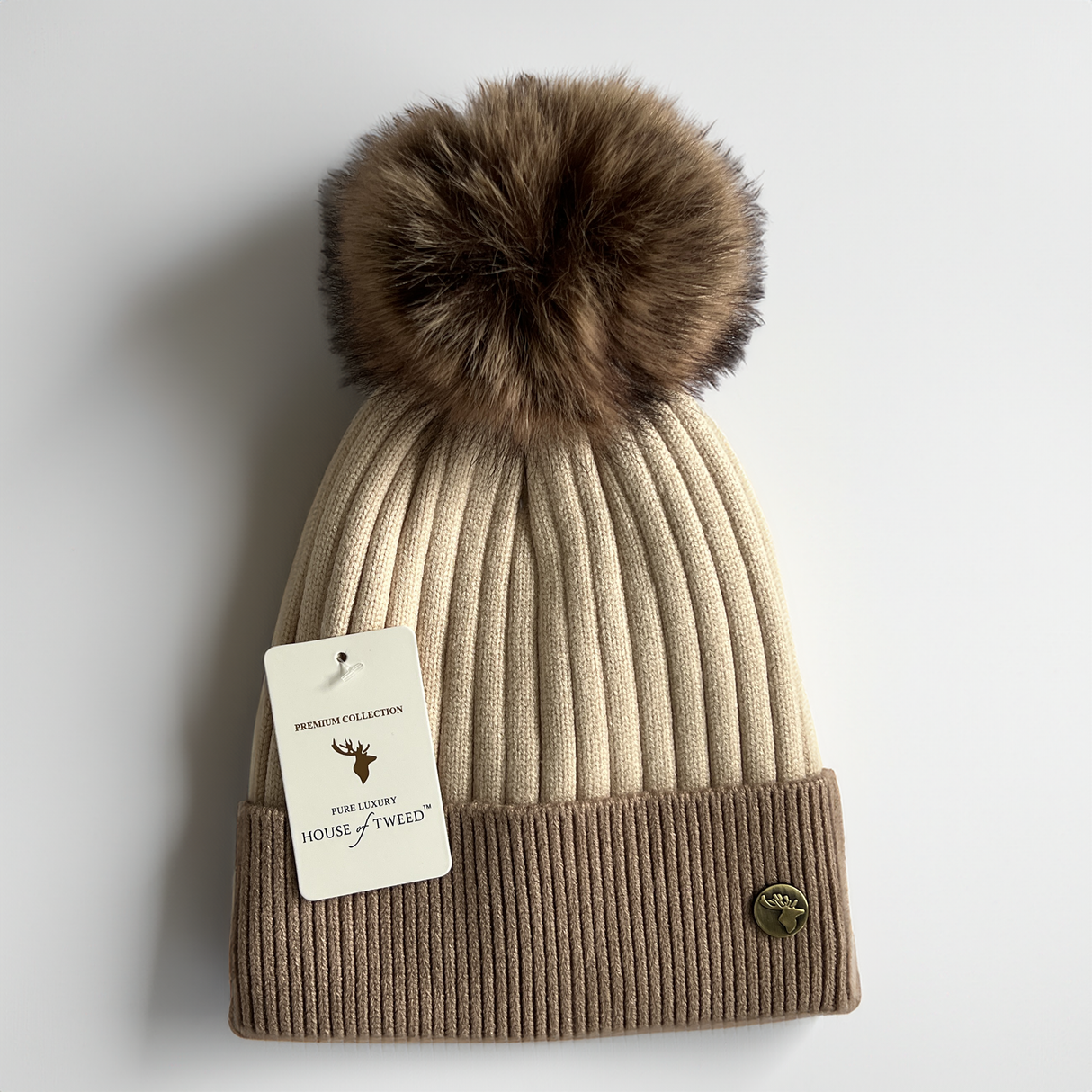 House of Tweed Luxury Striped Ladies Pom Pom Bobble Beanie Hats - Just £12.99! Shop now at Warwickshire Clothing.