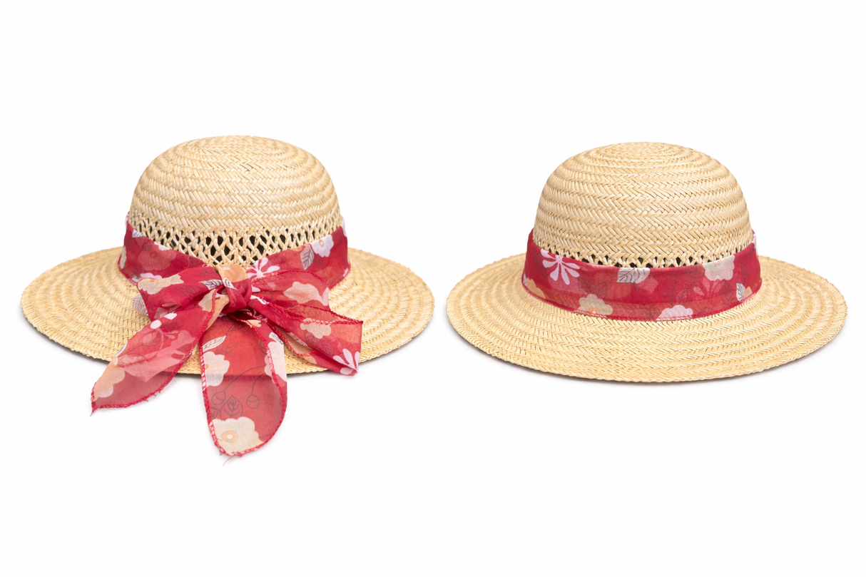 Women's Summer Sun Straw Beach Hat with ribbon