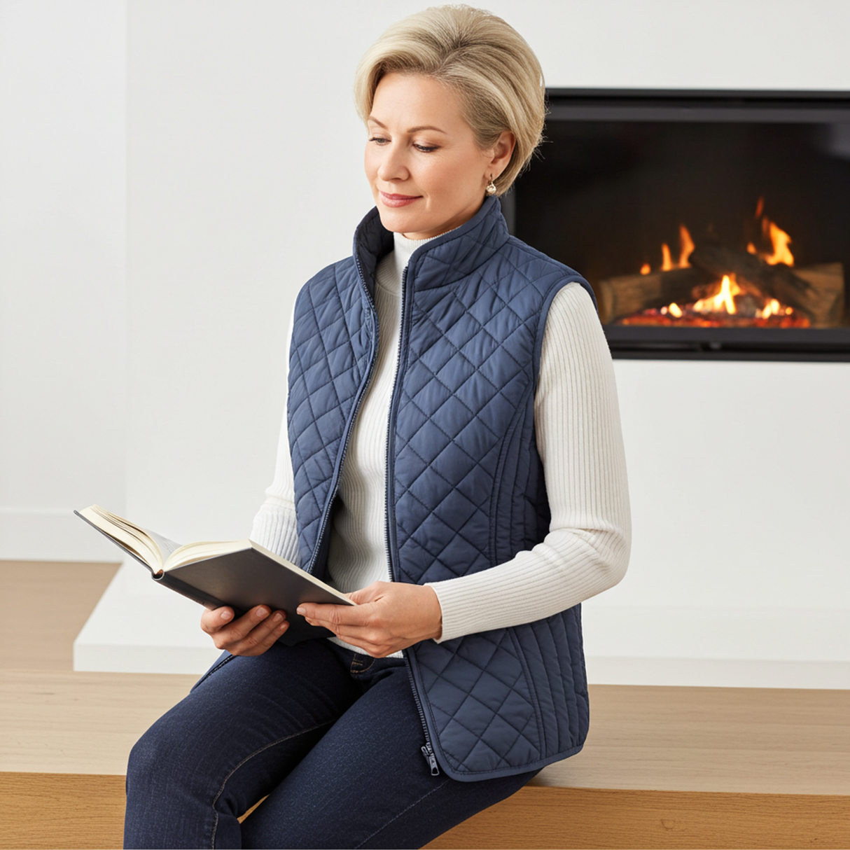 Hazy Blue Tanya Quilted Gilet: Classic Comfort, Modern Style