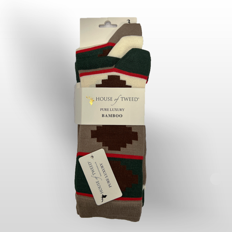 House of Tweed Pure Luxury Mens Bamboo Socks | Khaki 3 Pairs - Just £9.99! Shop now at Warwickshire Clothing.