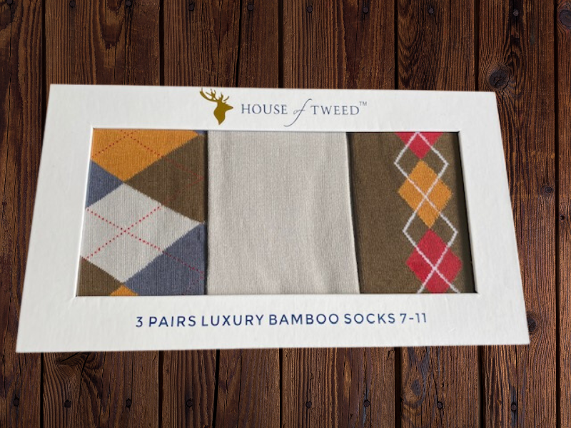 House of Tweed Luxury Mens Bamboo Socks | 3 Pairs Argyle - Just £14.99! Shop now at Warwickshire Clothing.