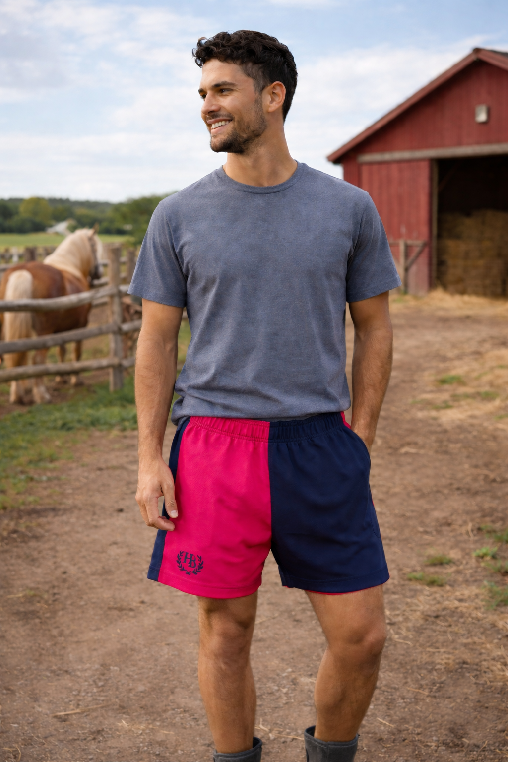 Hazy Blue Nelson Colour Block Shorts - Unisex Sports & Leisure