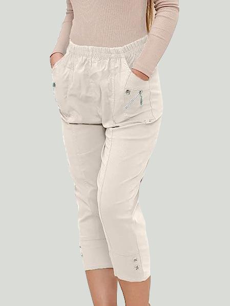Cherry Berry Womens Stretch Crop Trousers - Just £16.99! Shop now at Warwickshire Clothing.