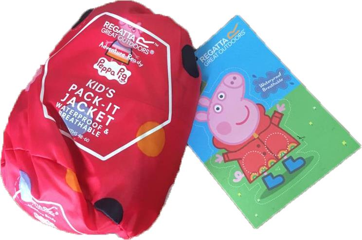 Regatta Kids Peppa Pig Waterproof Hooded Packable Pack-It Jacket Boys Girls - Just £16.99! Shop now at Warwickshire Clothing.