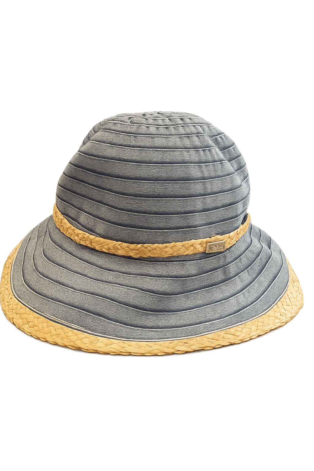 Ladies bucket hat with straw trim