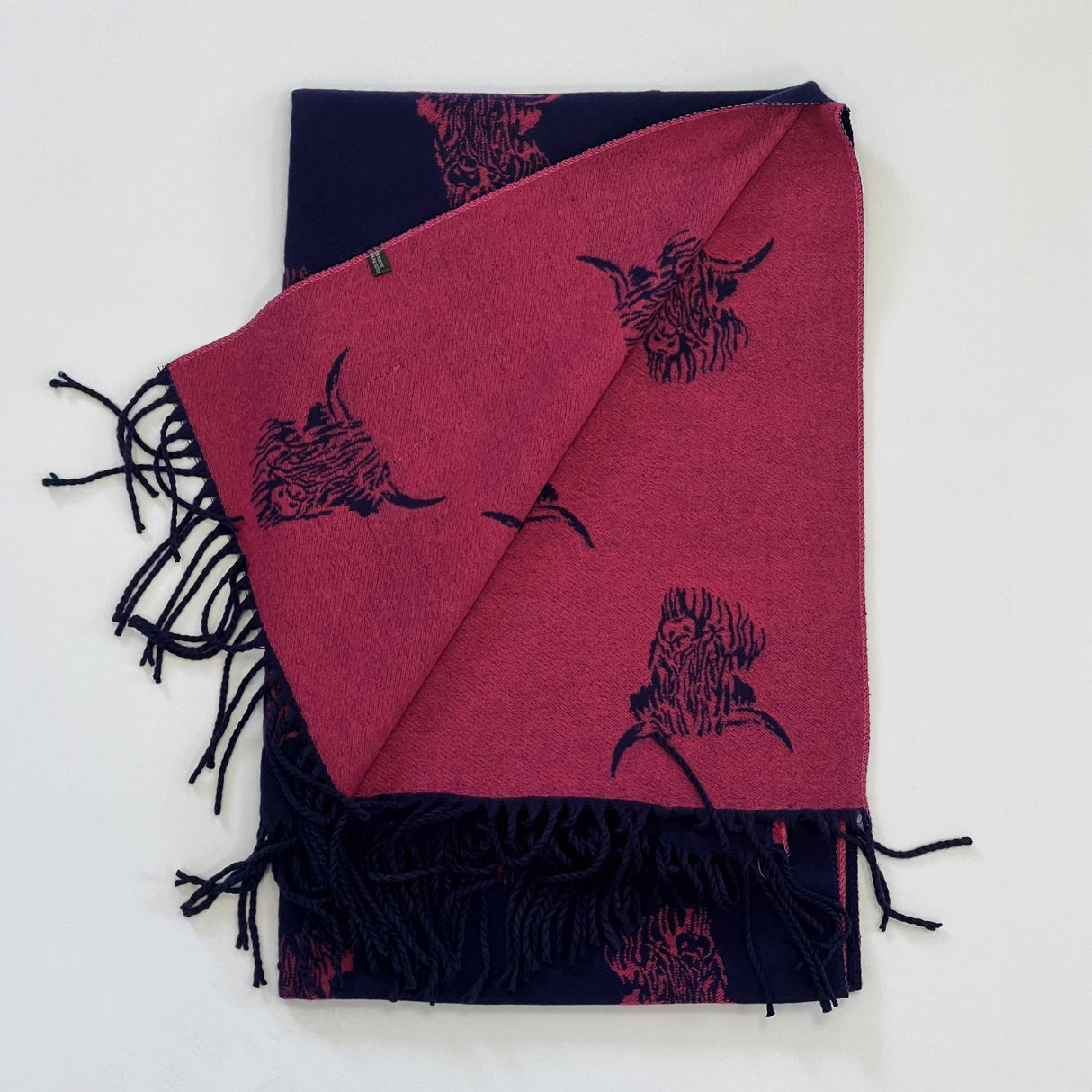 House of Tweed Reversible Highland Cow Print Scarf - Just £14.99! Shop now at Warwickshire Clothing.