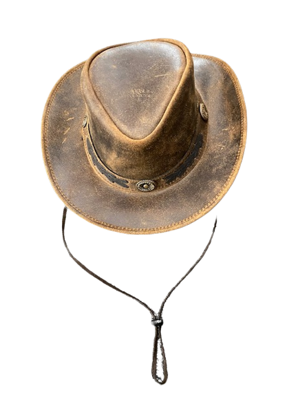 Hazy Blue Kids Real Leather Australian Western Cowboy Bush Hat - Troy - Just £16.99! Shop now at Warwickshire Clothing.