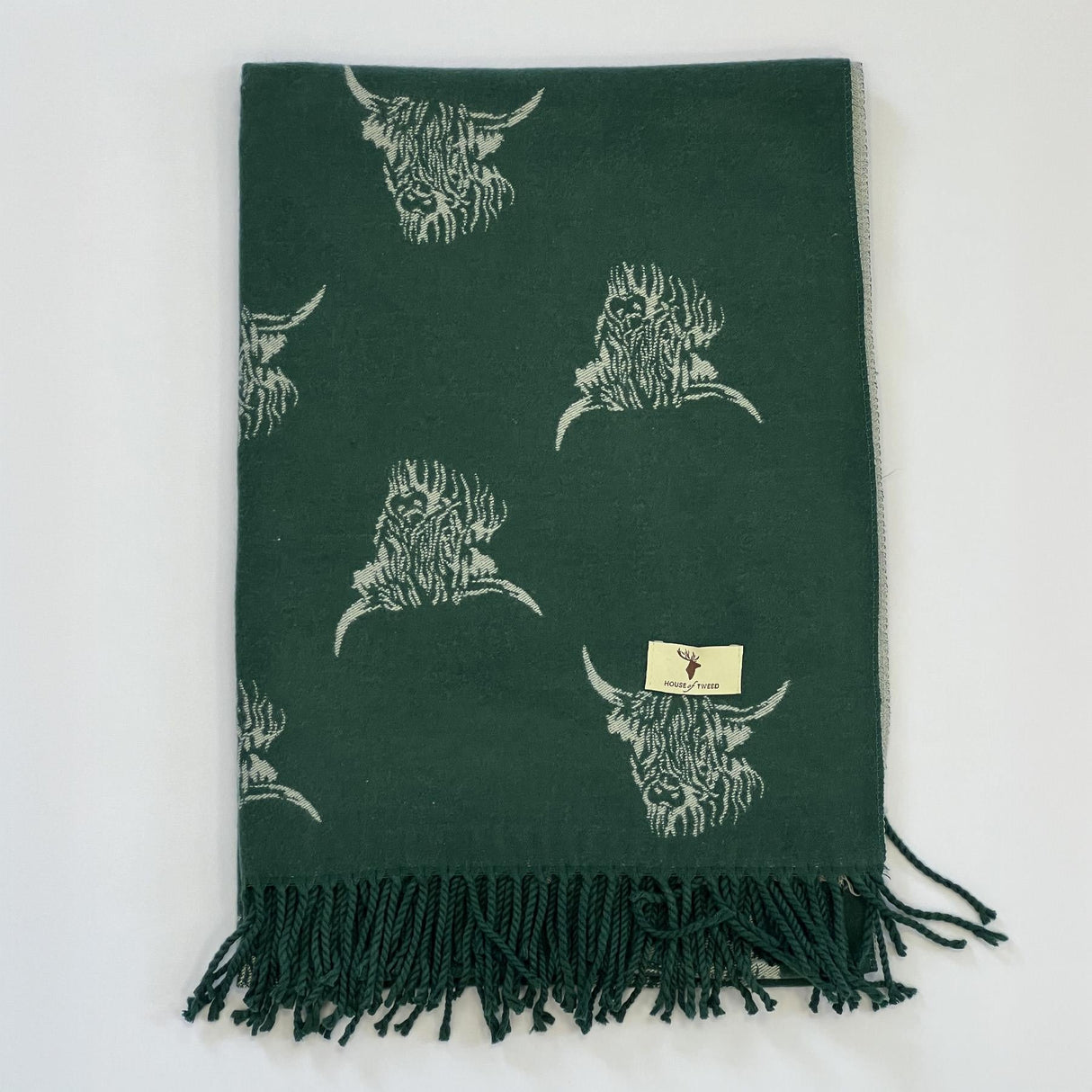 House of Tweed Highland Cattle Scarf - Just £14.99! Shop now at Warwickshire Clothing.