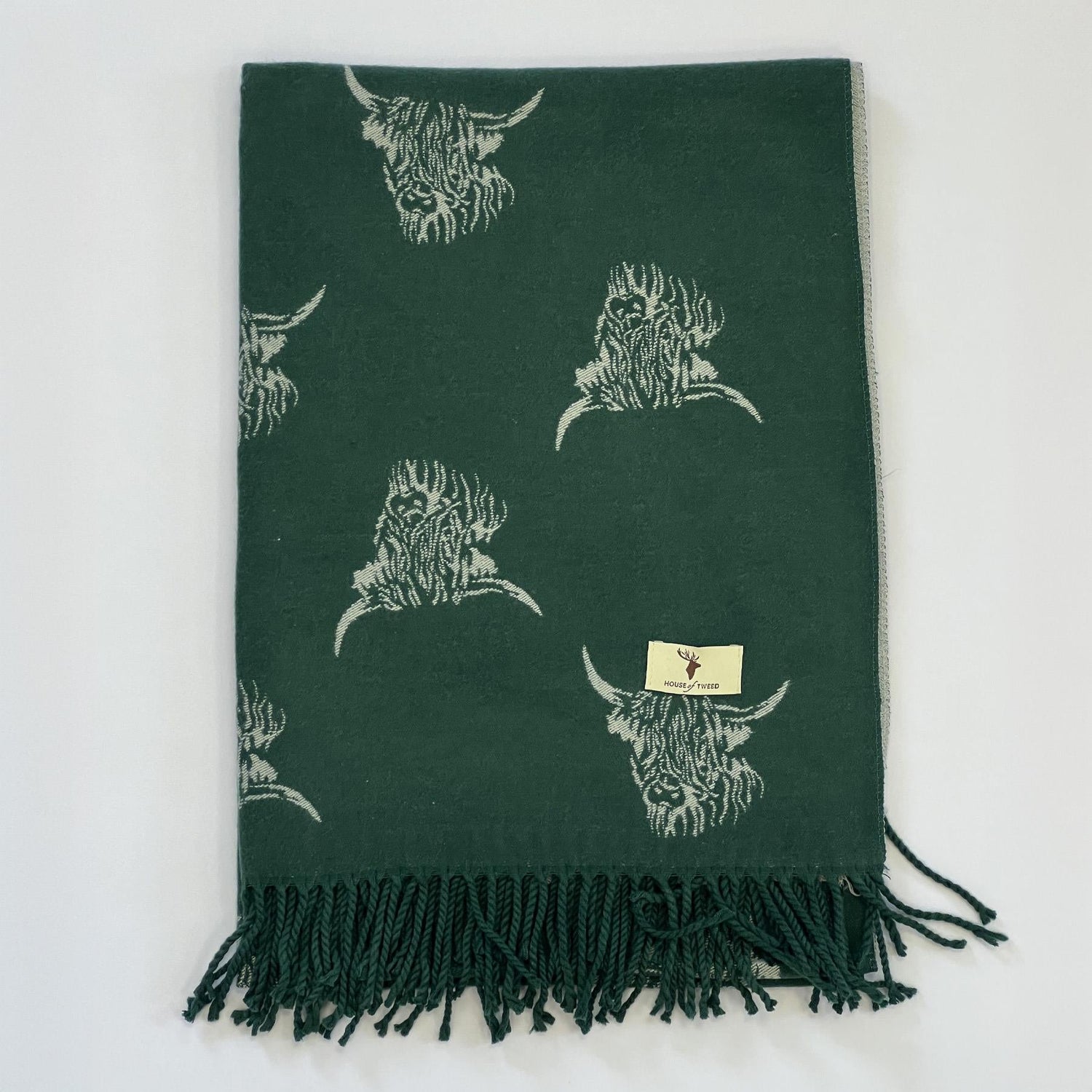 House of Tweed Highland Cattle Scarf - Just £14.99! Shop now at Warwickshire Clothing.