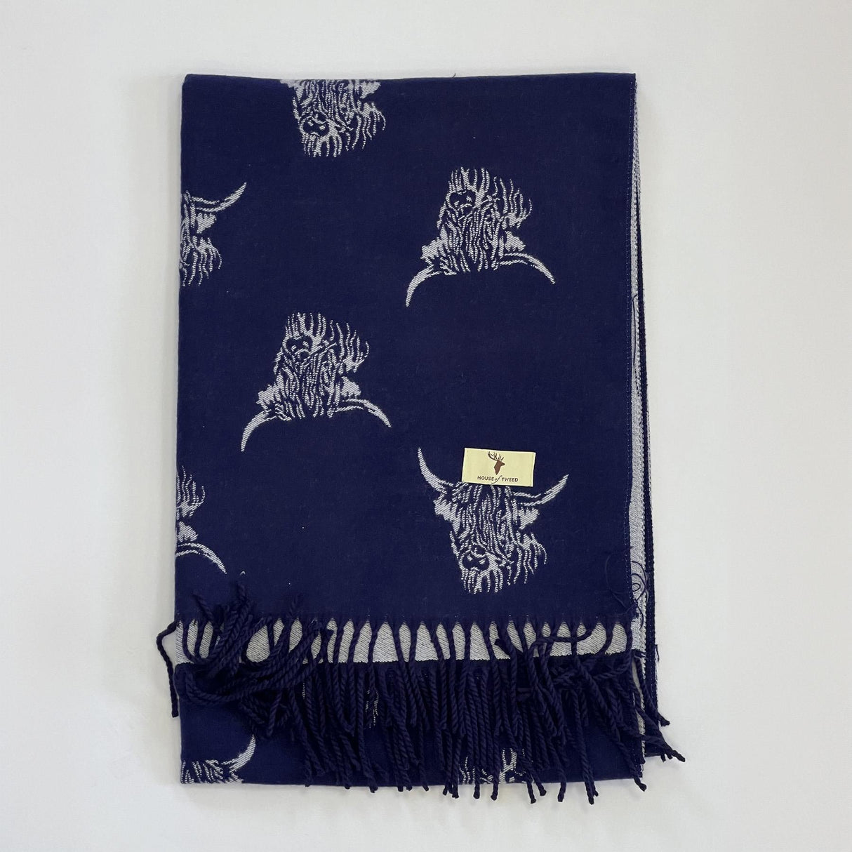 House of Tweed Reversible Highland Cow Print Scarf - Just £14.99! Shop now at Warwickshire Clothing.