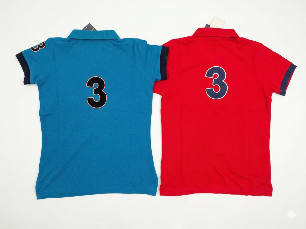 Hazy Blue Women's Striped Polo Shirt Carly