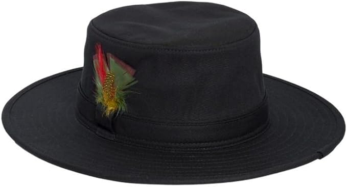 British Made Wax Cotton Fedora Outback Bush Hat Waterproof Sun Rain Wide Brim