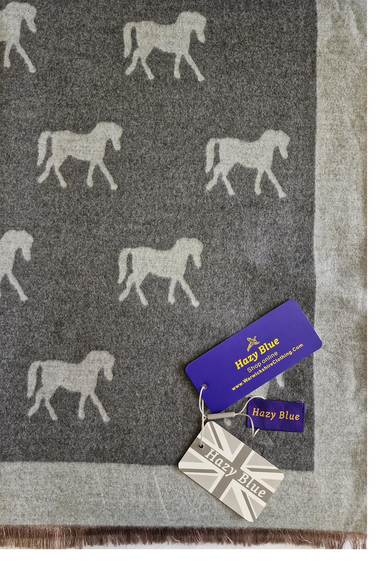 Hazy Blue Pashmina feel Luxury Ladies Womens Scarf - Horse - Just £13.99! Shop now at Warwickshire Clothing.