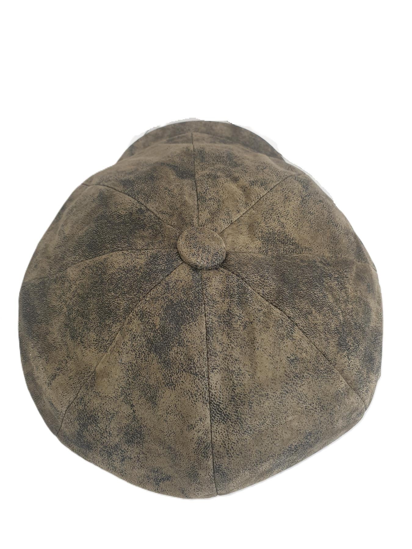 Genuine Eureka Stockade Men's 8-Piece Distressed Leather Newsboy Cap - Olive - Just £27.99! Shop now at Warwickshire Clothing.