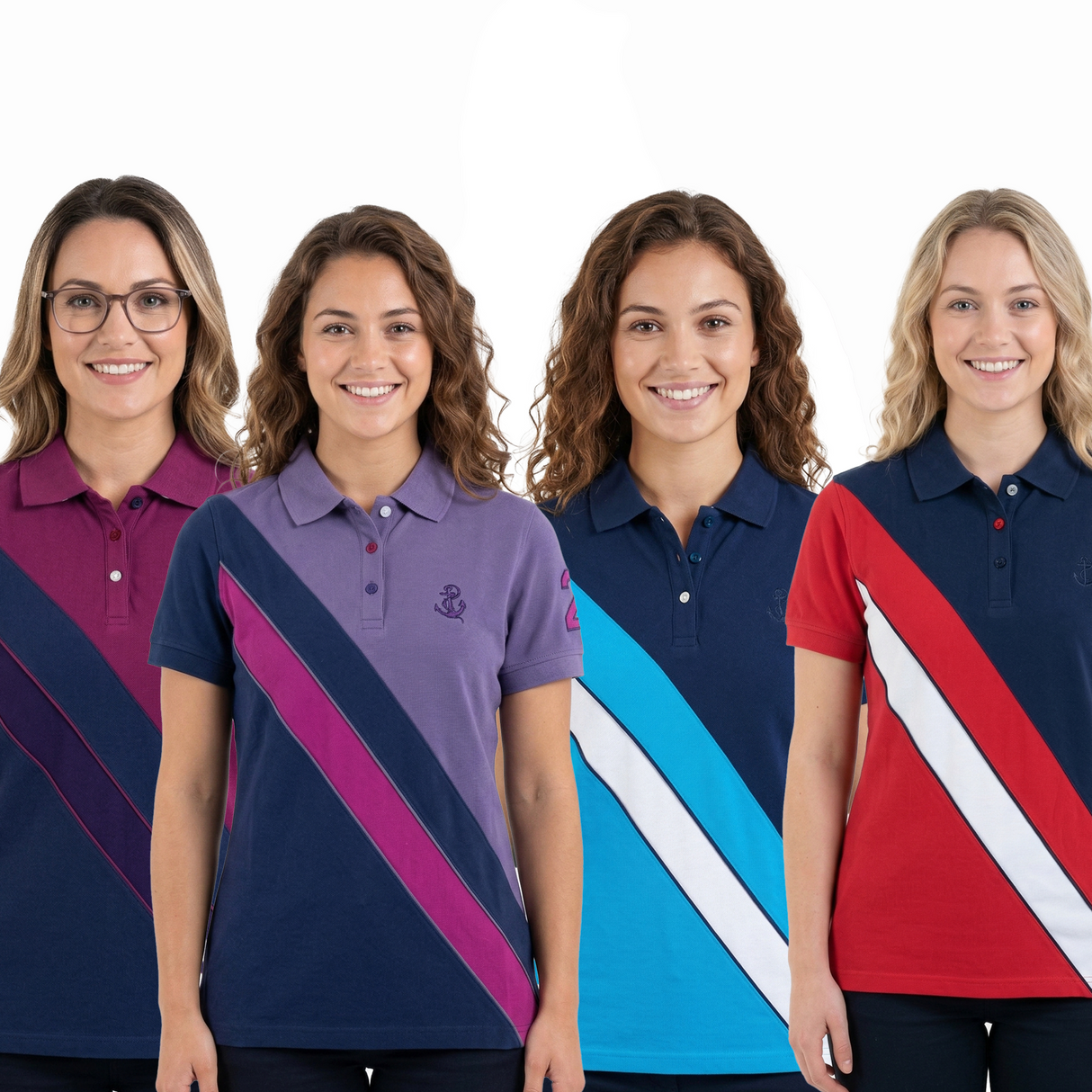 Hazy Blue Womens Short Sleeve Polo Shirt - Chloe II