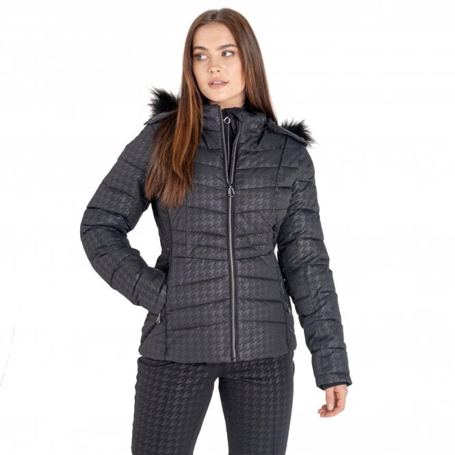 DARE2B Womens Glamorize II Ski Jacket: Black Dogtooth Print - Just £54.99! Shop now at Warwickshire Clothing.