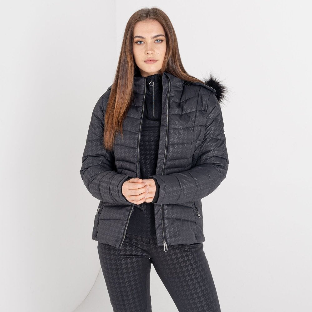 DARE2B Womens Glamorize II Ski Jacket: Black Dogtooth Print - Just £54.99! Shop now at Warwickshire Clothing.