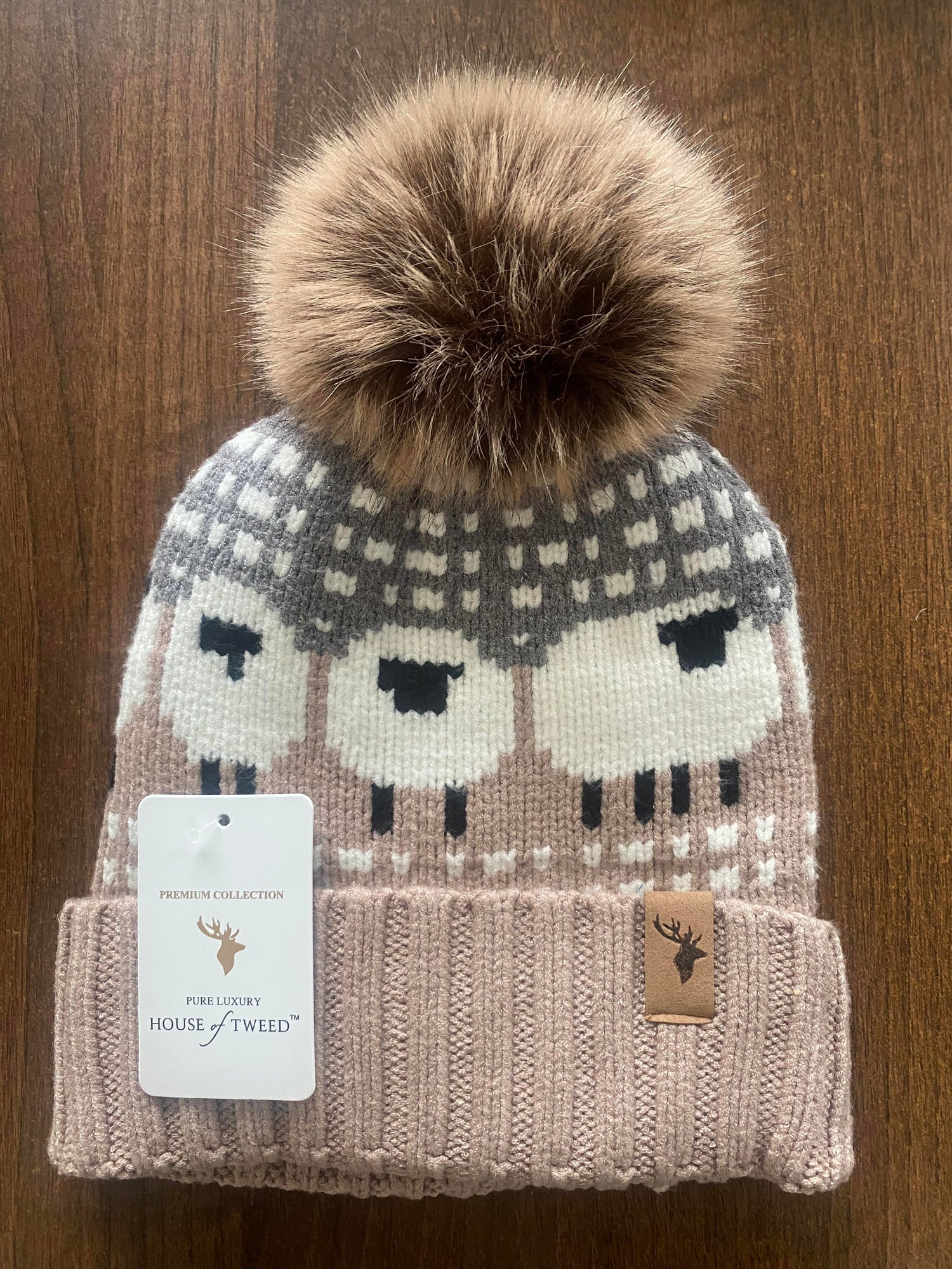 House Of Tweed Luxury Animal Print Pom Pom Beanies - Just £14.99! Shop now at Warwickshire Clothing.