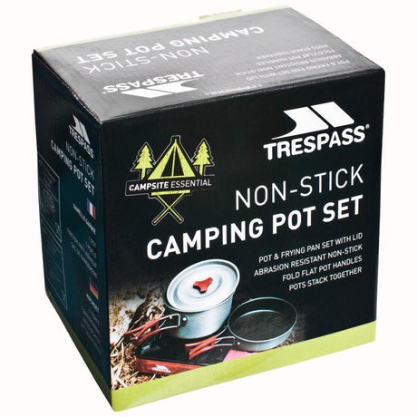 Trespass | Non Stick Camping Pot Frying Pan Set With Lid - Just $24.99! Shop now at Warwickshire Clothing. Free Dellivery.