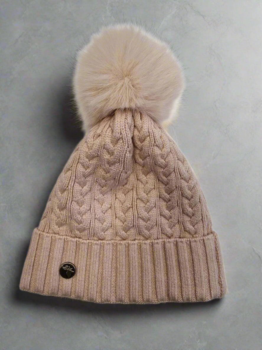 House of Tweed Luxury Plaited Ladies Bobble Pom Pom Beanie Hats - Just £12.99! Shop now at Warwickshire Clothing.