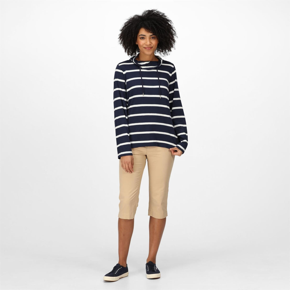 Women's Helvine Striped Sweatshirt | Navy White Stripe - Just £13.99! Shop now at Warwickshire Clothing.