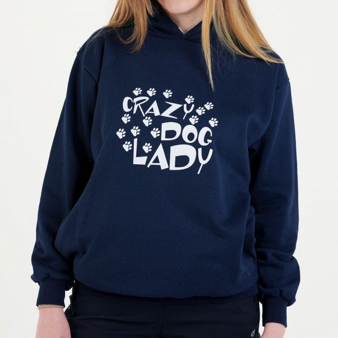 Hazy Blue Womens Hooded Sweatshirts - Crazy Dog Lady – Warwickshire Clothing