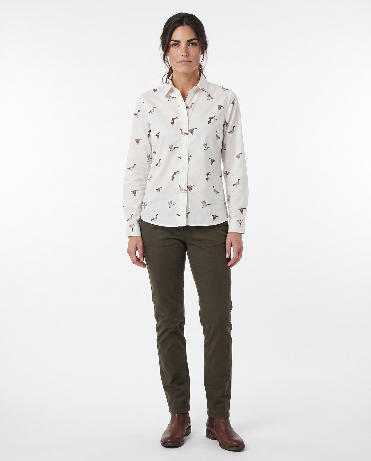 Hazy Blue Womens Long Sleeve Duck Shirt - Camila