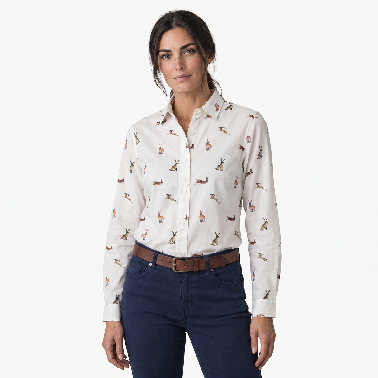 Hazy Blue Womens Long Sleeve Hare Shirt - Eliza