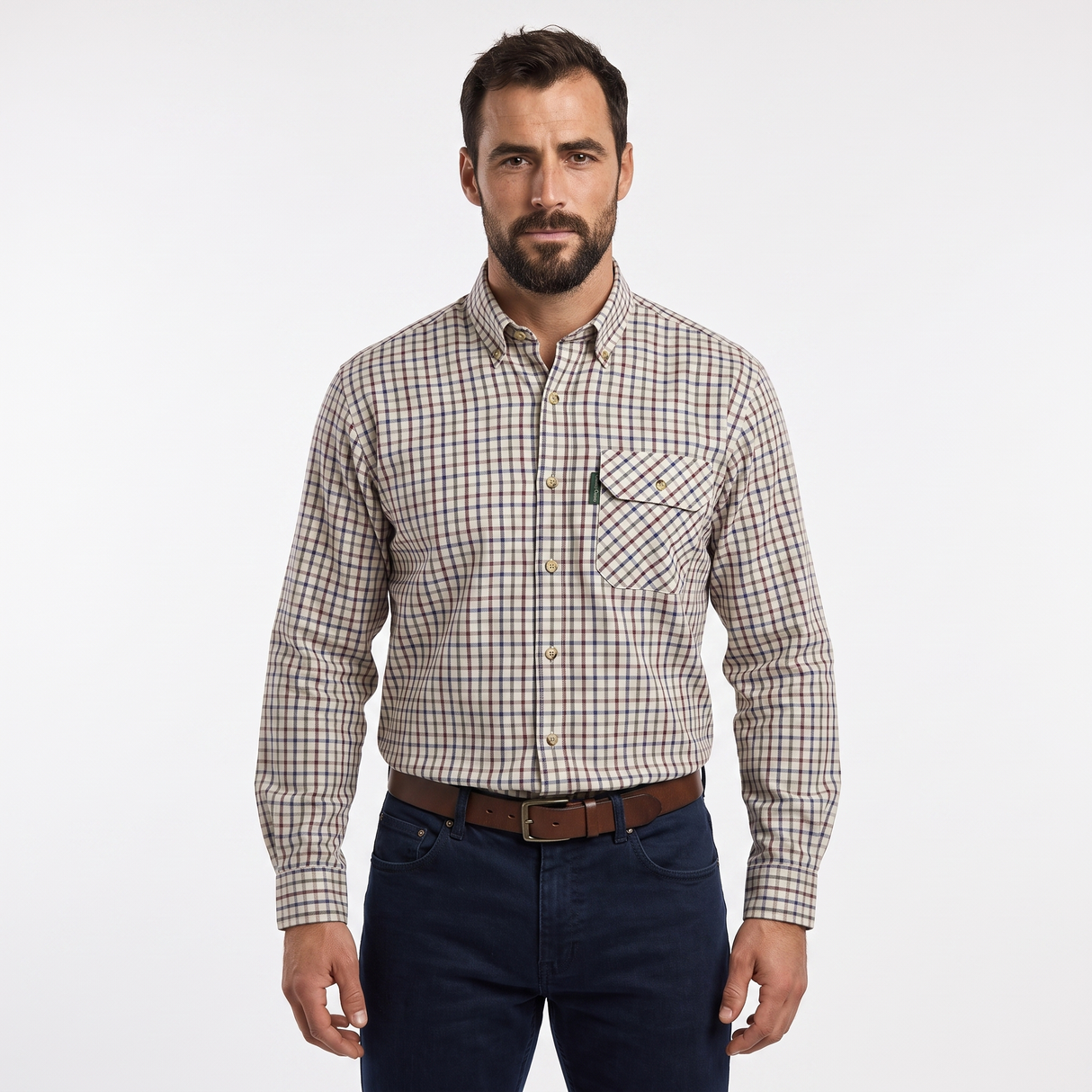 Country Classics Mens Long Sleeve Buttoned Down Collar Shirt - Taunton Blue